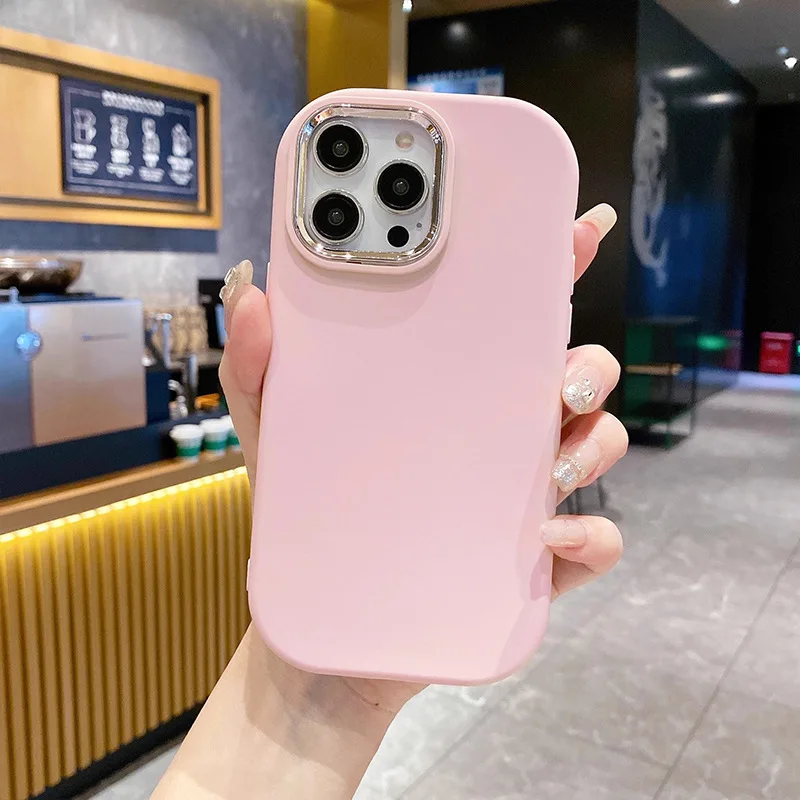 

Metal Photo Frame Pink Siliconea Armor Case for IPhone 16 14 15 13 11 12 Pro Max X Plus Lens All-inclusive Shockproof Protection
