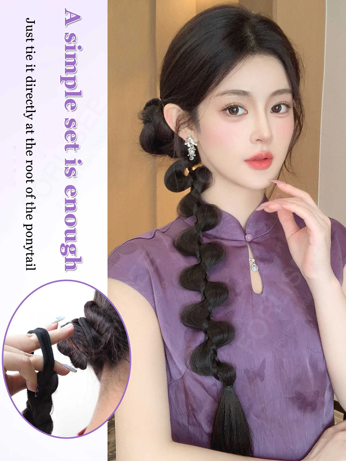 1/2 قطعة الشعر التمديد مضفر ذيل حصان موضة طويلة تويست مضفر ذيل حصان الاصطناعية تمديد إكسسوارات الشعر الهيب هوب Y2K فتاة