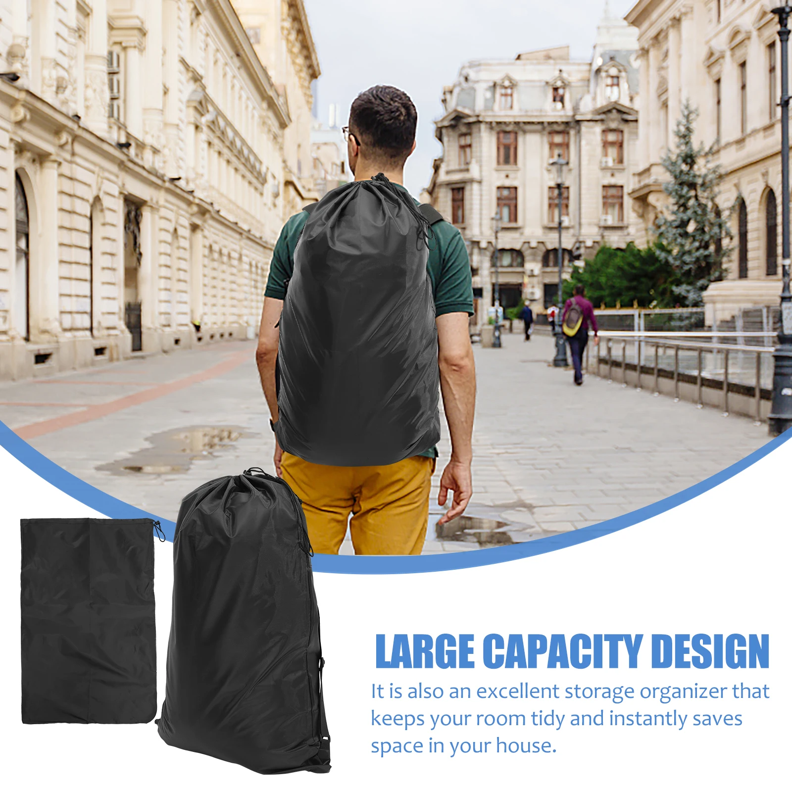 

Polyester Laundry Bag Travel Drawstring Storage Pouch for Dorm Room Essentials Guys Home Decor Clothes ganizer Washable