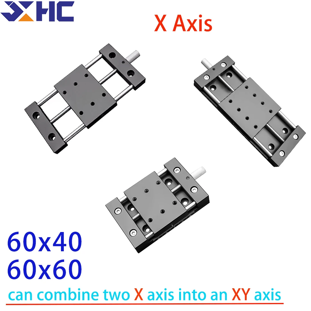 X Axis DX60/60A Manual Sliding Table Precision Fine Adjustment Feed Screw Displacement Linear Guide Table Stroke 20/50/80mm