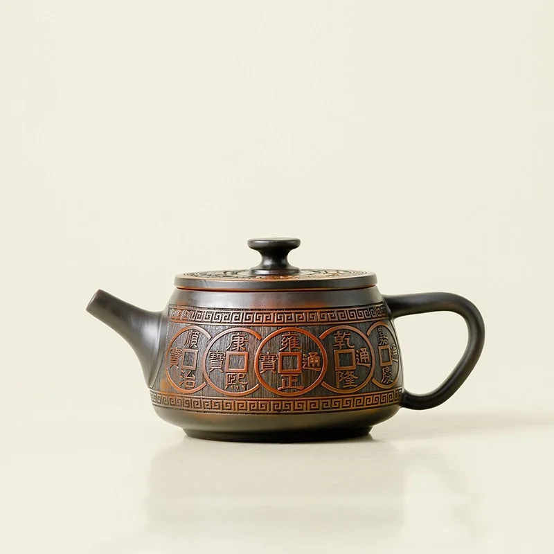 Jianshui Clay Purple Pottery Teapot Hand Painted Antique Relief Teapot Household Teapot Kungfu Tea Set Kettle