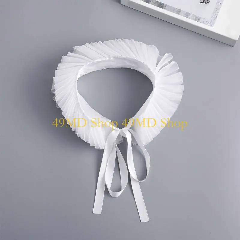 

49MD Фестивальный сетчатый клоунский воротник с рюшами и воротником в стиле викторианской эпохи Возрождения для Хэллоуина