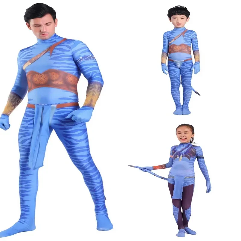 Avatar 2 Cosplay Costume Adult Kids Zentai Bodysuit Hero Jumpsuits Cosplay Halloween Kids Boy Girl Party Costume