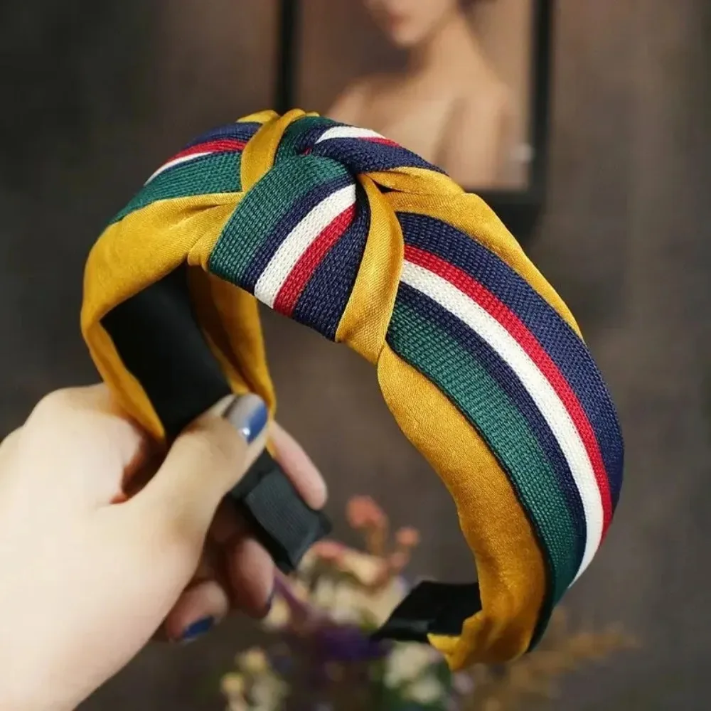 

Elegant Bow Hair Band Two-Tone Metallic Trim Cross Knot Design High Crown Effect for Women Daily Commute Luxury Accessories