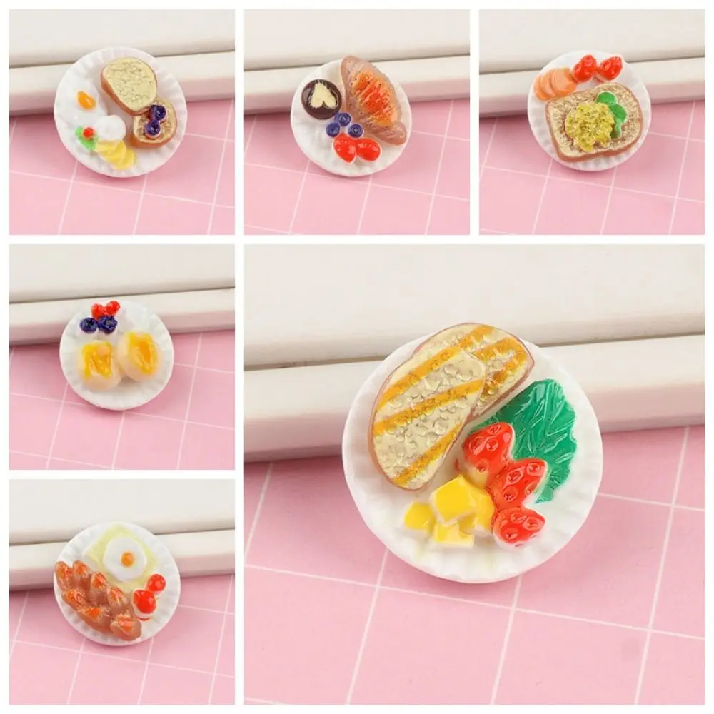 

Colorful Dollhouse Miniature Simulation Food Model Creative Resin Kitchen Accessories DIY Breakfast Combination Platter