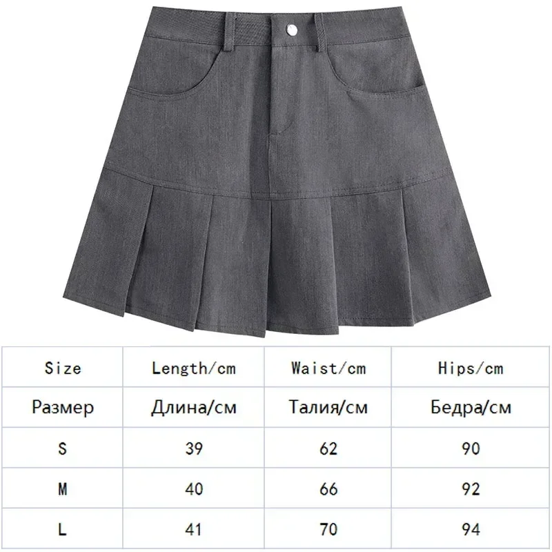 Fashion Pleated Skirt Women Y2k Harajuku White Pencil Skirt Uniforms Safety Pants Summer Solid Color Casual Mini Kawaii Skirt