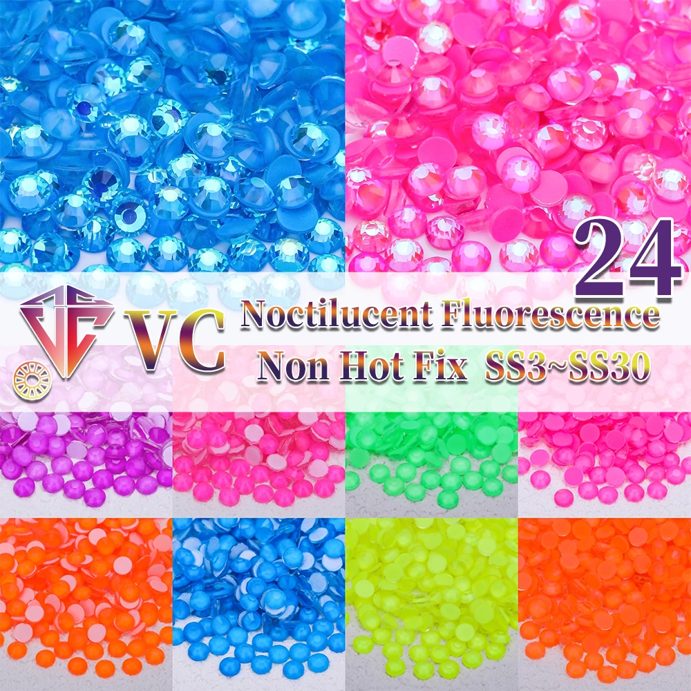 VC Glitter Neon Non Hotfix Rhinestones DIY Nail Art Crystals Diamond uñas Strass Gems стразы for Nail Charms Dress 원피스 vestidos