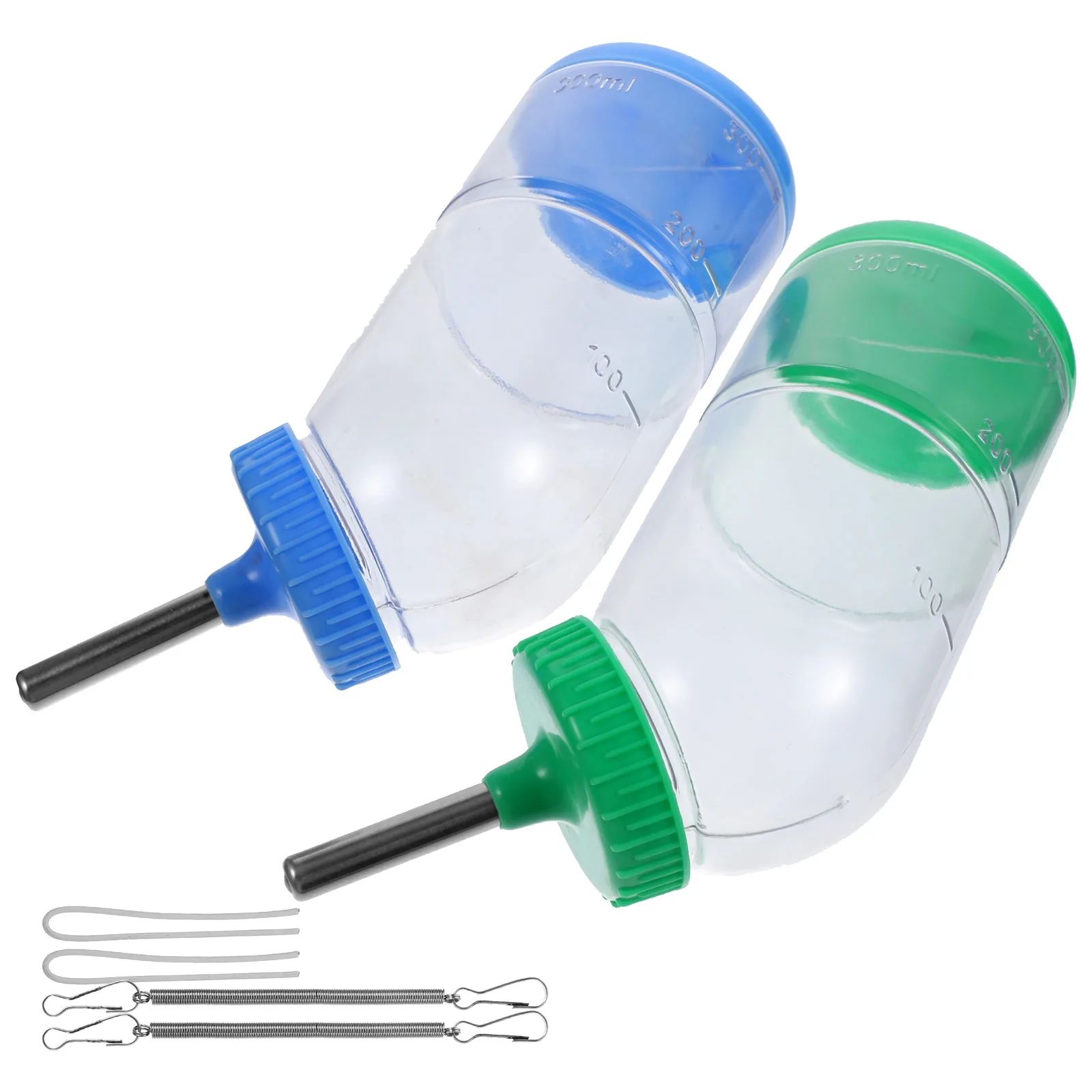 

2pcs Pet Water Feeder 300ml Stainless Steel Drinker for Rabbits Guinea Pigs Hamsters Portable Hanging Pet Supply Random Color