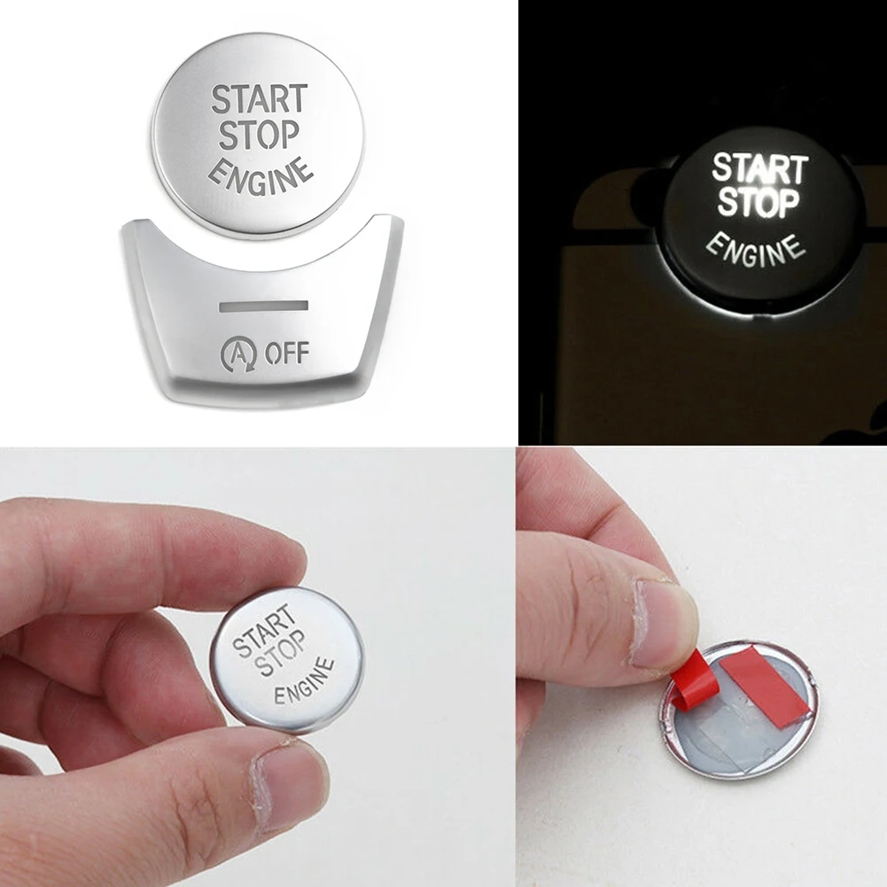 Equipment Button Cover Start ABS Engine Parts Switch 2pcs Chrome For BMW 5 / 6 / 7 Series F10 GT F07 2011-2017