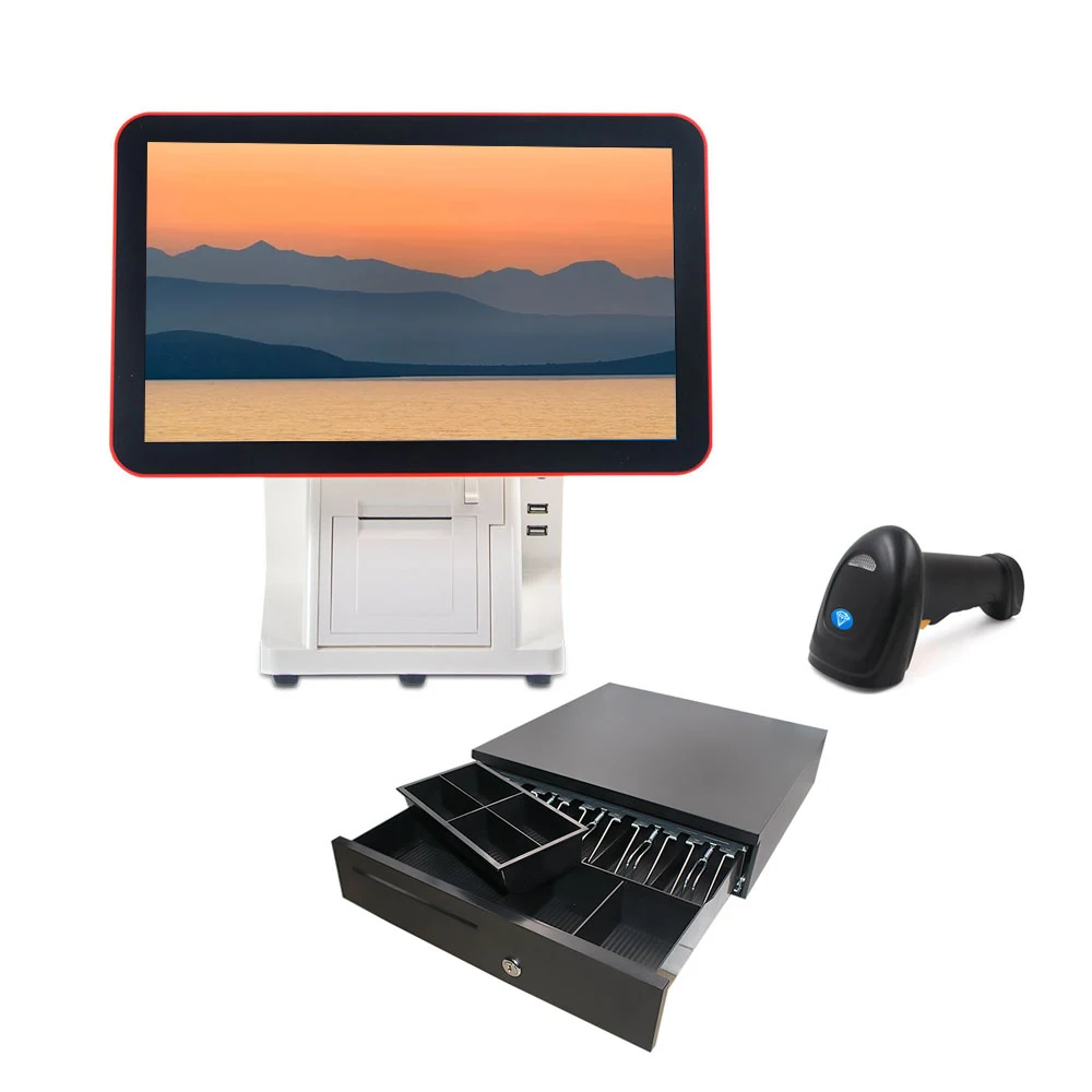 نظام الكل في واحد مقاس 15 بوصة يعمل بنظام Windows 10 ونظام تسجيل Pos للدرج النقدي للصيدلة