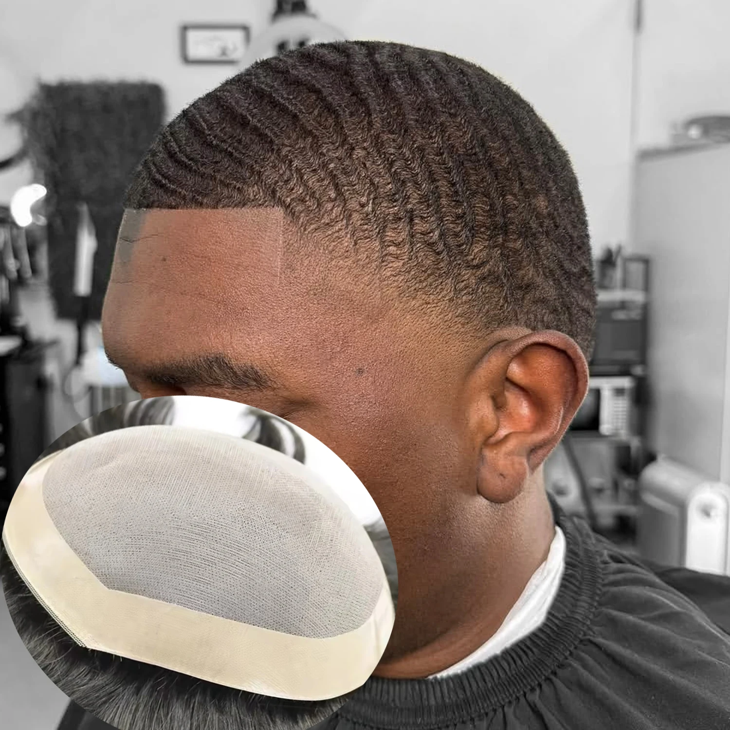 

10mm 12mm Deep Curly Breathable Long Last Durable Mono Lace Top 100% Human Hair 360 Waves Man Toupee Natural Hairline Hairpieces