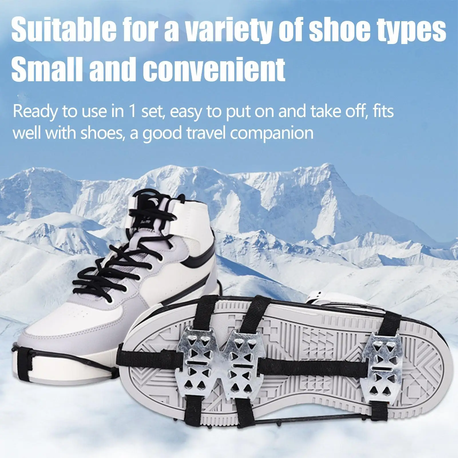 

Ice Cleats Anti-Slip Crampons Traction Cleats Ice Spikes For Shoes For Winter Hiking Climbing Fishing Trekking Outdoor Adventure