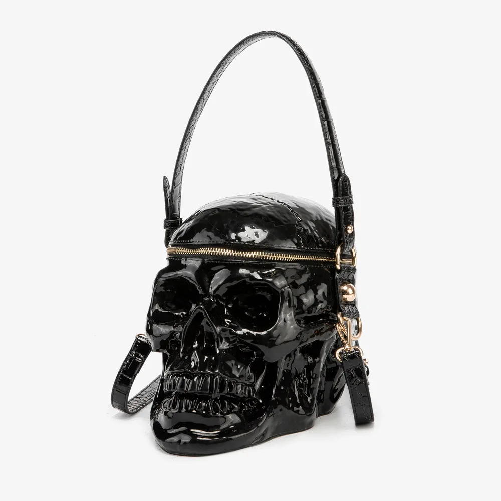 Gothic Style Skeleton Head Crossbody Bag Single Shoulder Bag Handbag Bucket Bag PVC Material Casual Pure Color Medium Size