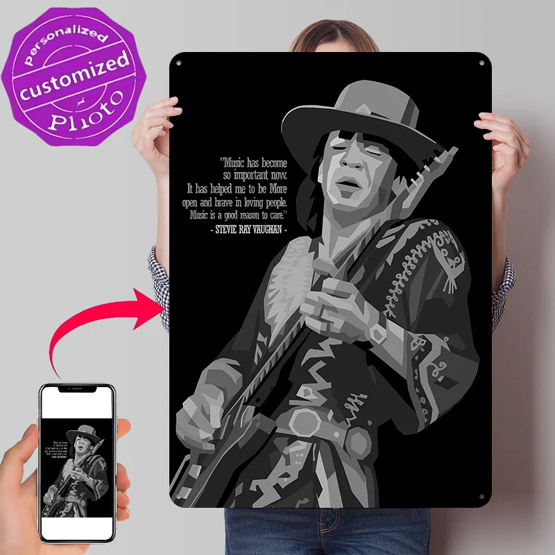 Stevie Ray Vaughan Quotes Art Personalized 3D Textured Metal Poster Wall Art Tinplate Sign for Decoration Room Bar Accessories