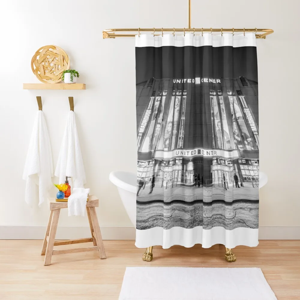 

Chicago United Center in Black and White Shower Curtain Bathroom And Shower Anime Shower Cover Curtain