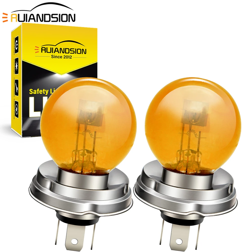 Ruiandsion P45T R2 Motorcycle Headlight Bulb 6V 45W 40W Hi/Lo Beam Lamp White Amber Yellow Warm White for Moped Scooter ATV UTV