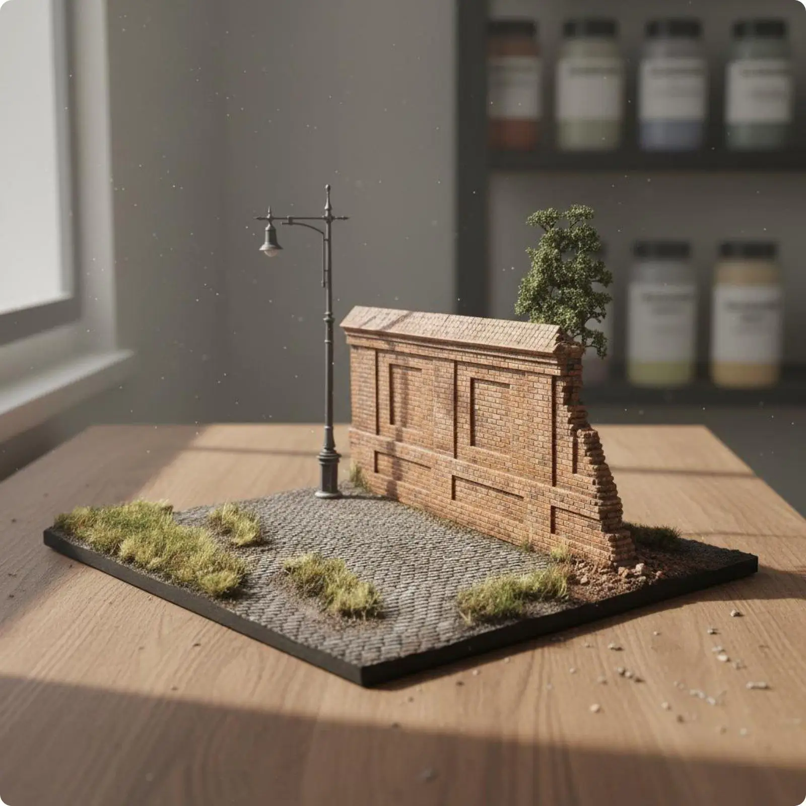 WW2 Urban Corner Display Resin Model Scenery Historic Setting