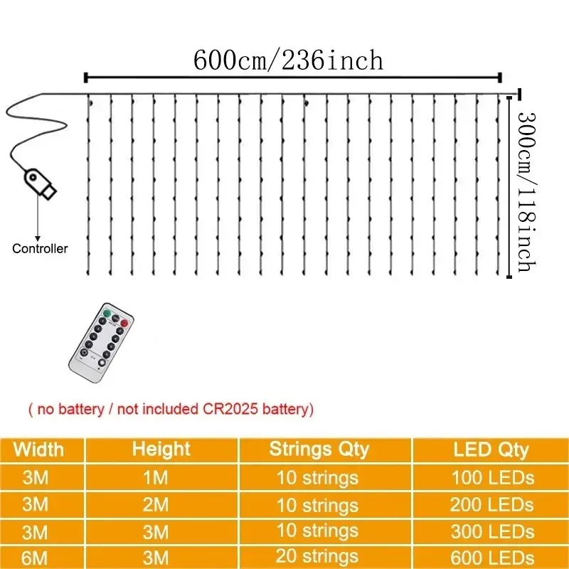 LED Copper Wire Lights Curtain Lights String USB Remote Control Christmas Wedding Bedroom Decoration