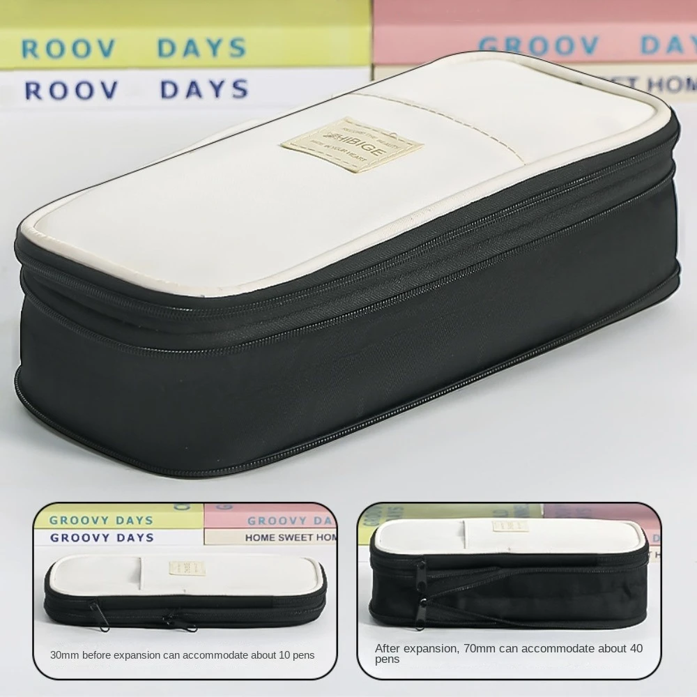 Telescoping 2 ชั้น 2 ชั้นกระเป๋าดินสอสี Candy Hand Held ความจุขนาดใหญ่กระเป๋าดินสอซิป Desktop Storage