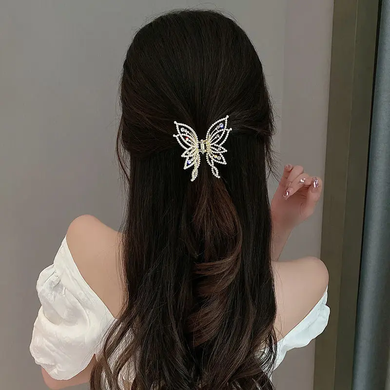 Fashion Metal openwork Hair Claw Butterfly Clips for Women Girl Elegant Ponytail Clip Vintage pin Accessories