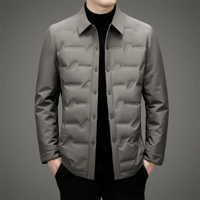 الرجال خفيفة الوزن قصيرة أسفل سترة بيضاء بطة أسفل سميكة الدافئة معاطف غير رسمية الشتاء سليم صالح رفض طوق ملابس خارجية JK-184