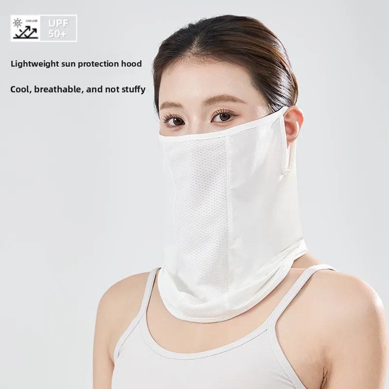 Summer Cycling Ice Silk Sunscreen Mask Men Thin Breathable Veil Women Outdoor Sunshade Headgear Hanging Ear Neck Protection