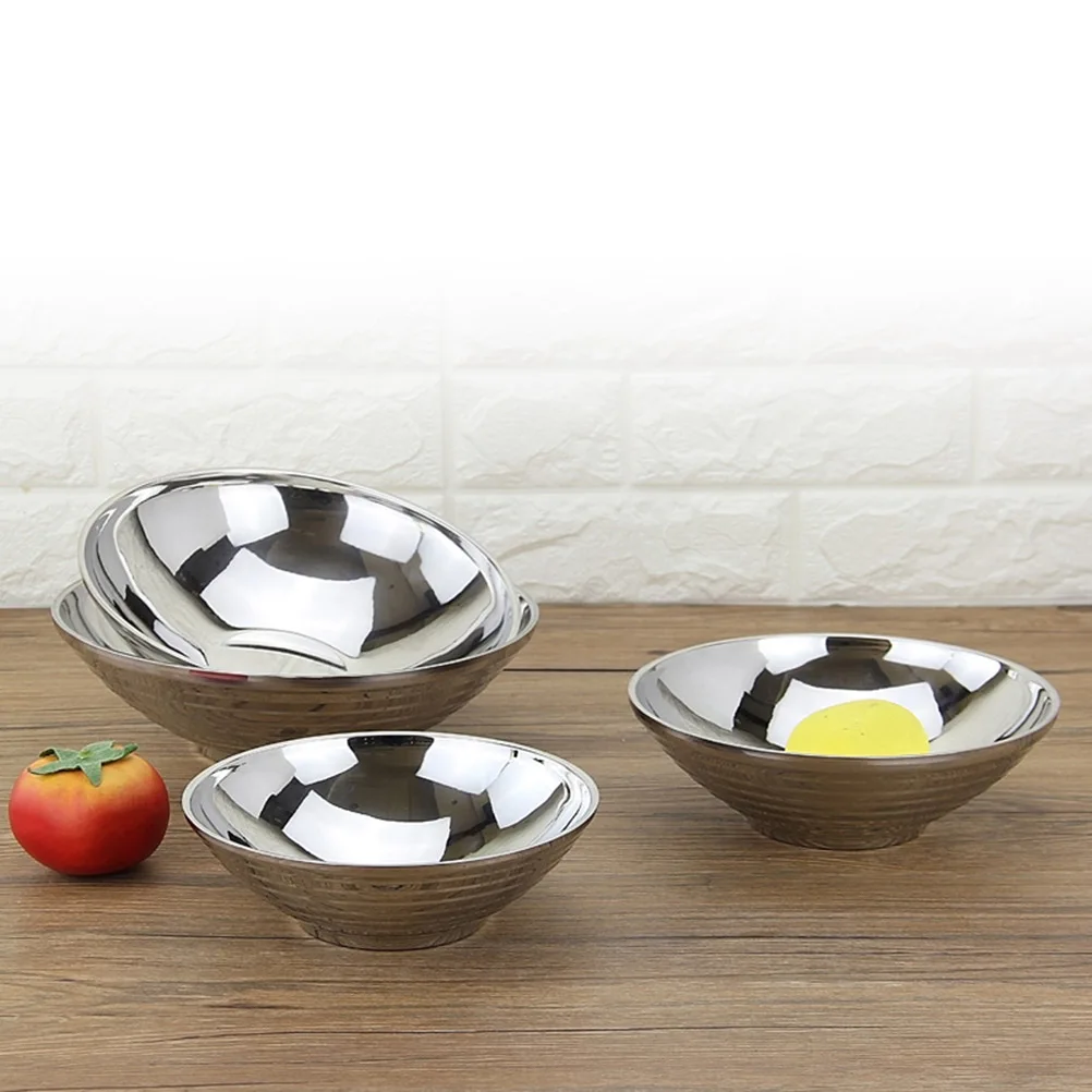 

Heat Resistant Stainless Steel Thread Design Serving Bowl Insulated Noodle Bowl Kitchen Dining Utensils