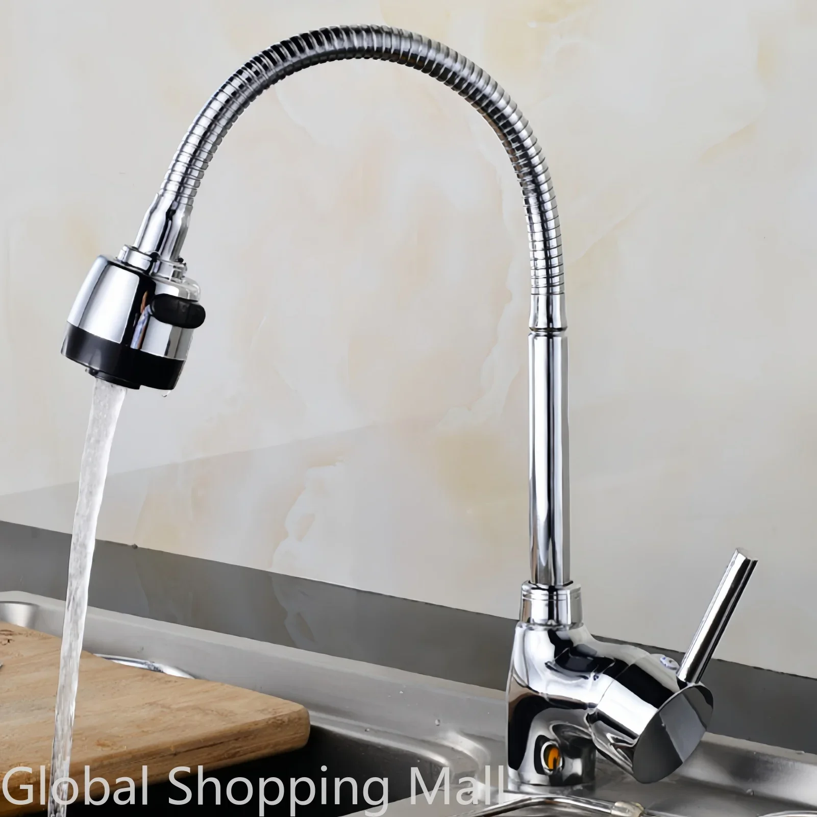 Kitchen 360 Degree Rotatable Spout Single Handle Sink Basin Faucet Adjustable Pull Down Spray Mixer Tap Deck Mounted