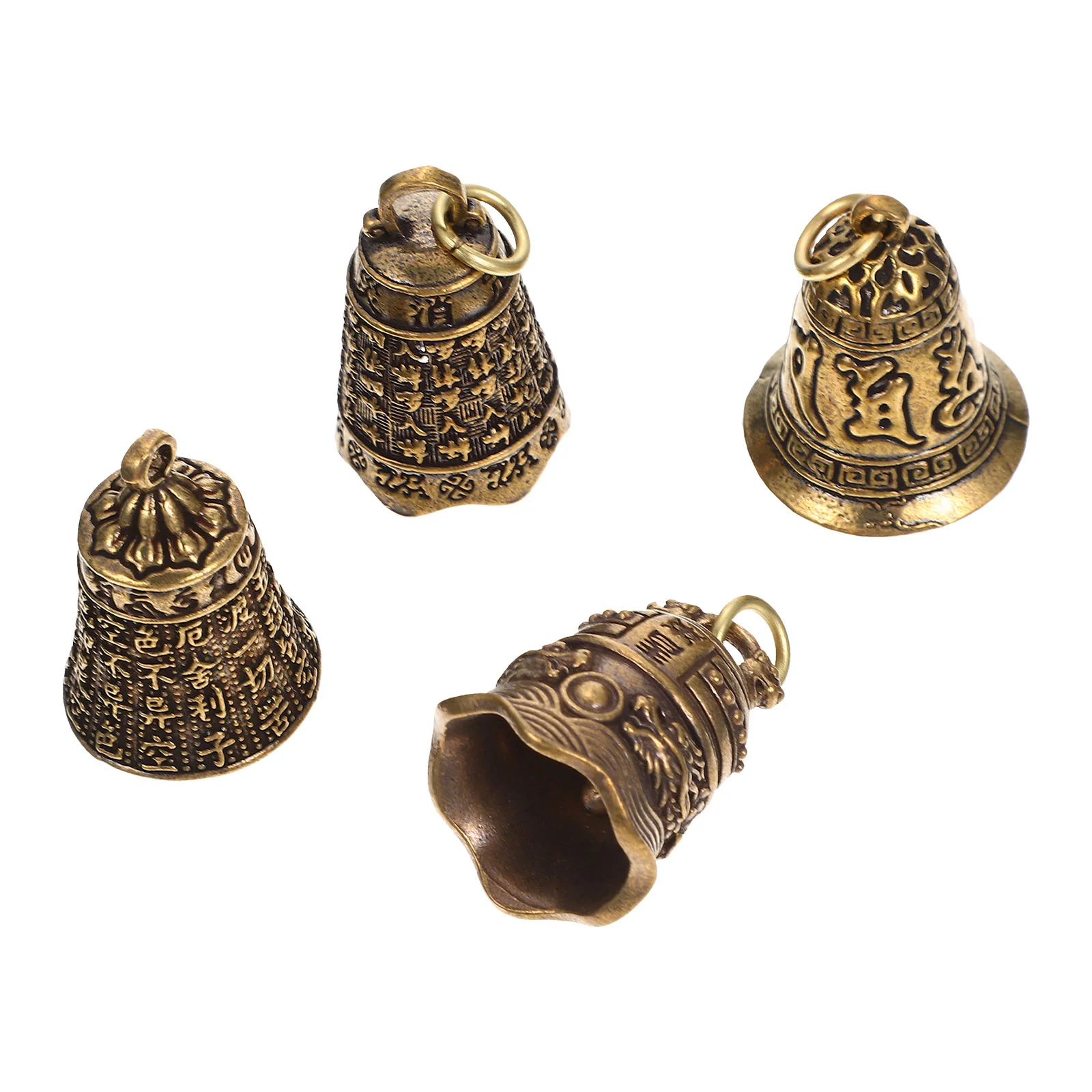 

4 Pcs Bell Gourd Pendant Retro Unique Hanging Decorative Chic Brass Charm Vintage Ornament Crafts