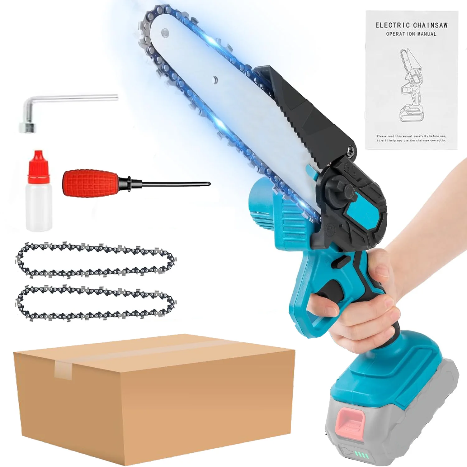 8 Inch Brushless Chain Saw Cordless Mini Handheld Pruning Saw Woodworking Electric Saw Cutting Tool For Makita 18V Battery