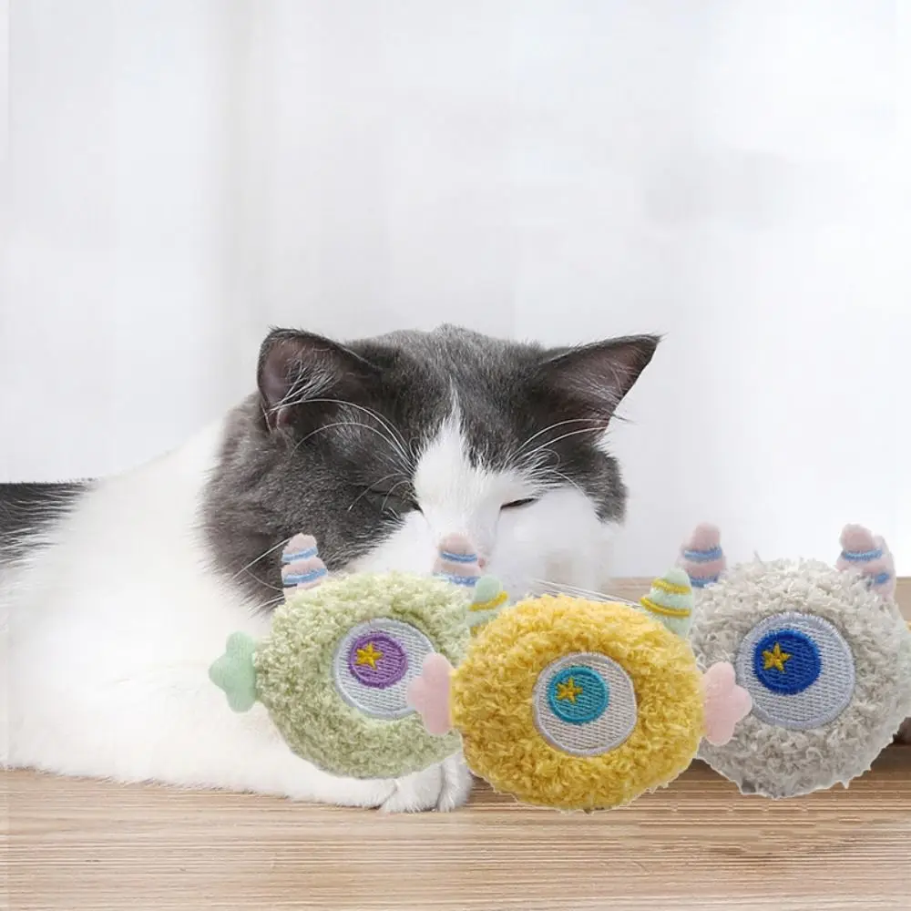 Soft Cat Teeth Grinding Toy Plush Colorful Cat Chewing Toy with Catnip Fillings Hole Bite Resistant Cat Plush Toys