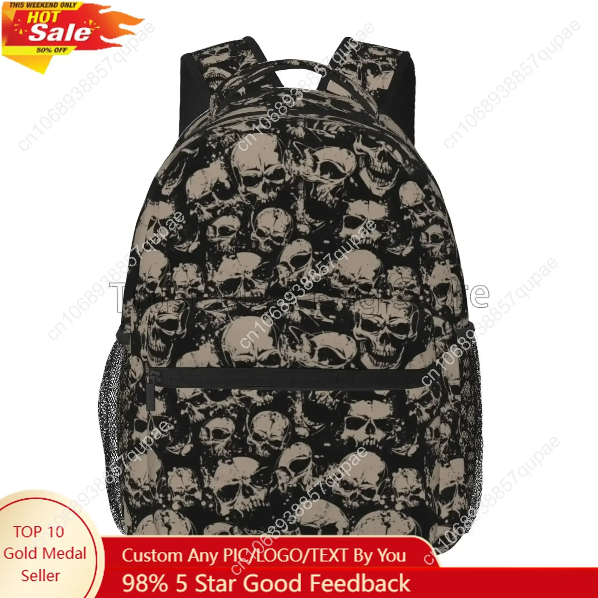 Scary Retro Skull Backpack for Women Men Travel Casual Daypack College Bookbag Laptop Bag Work Business Shoulder Bag