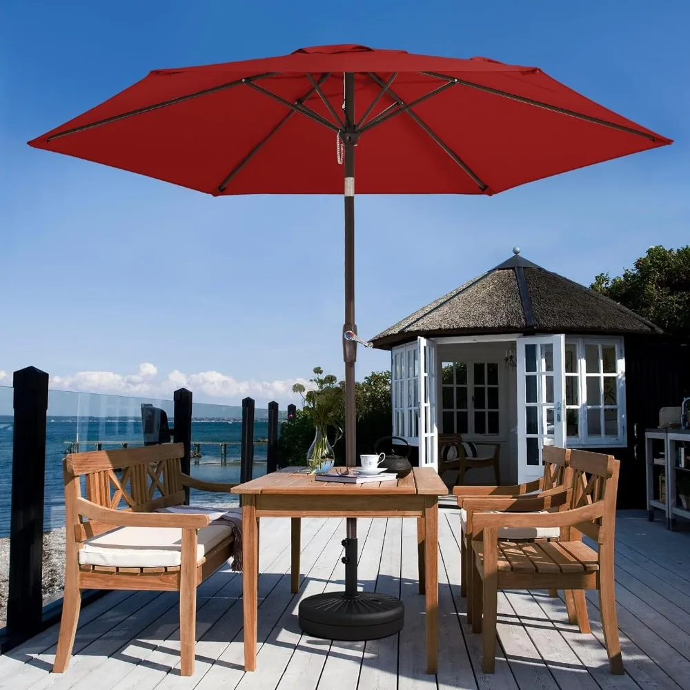 JEAREY 7.5FT Patio Umbrella Market Table Umbrella with 6 Sturdy Ribs, Push Button Tilt/Crank Outdoor Umbrella for Garden, Deck,