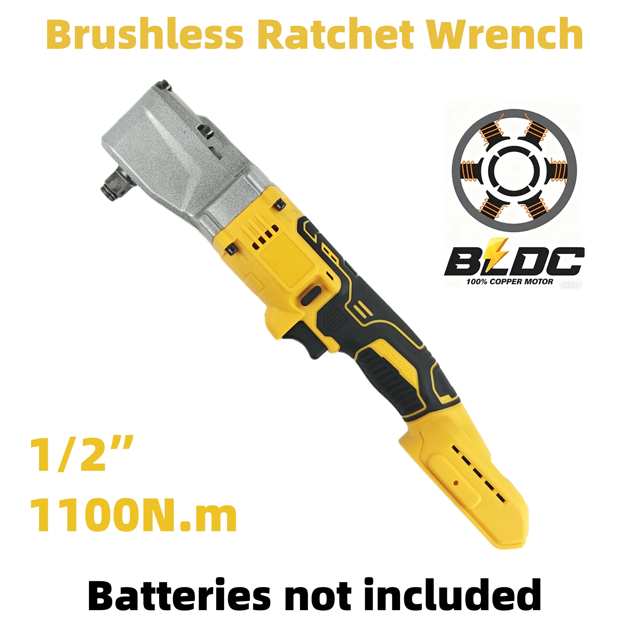 

Cordless Ratchet Wrench1/2'' Electric Driver Removal Screw Nut Power Tools For Dewalt 18V/20V Battery
