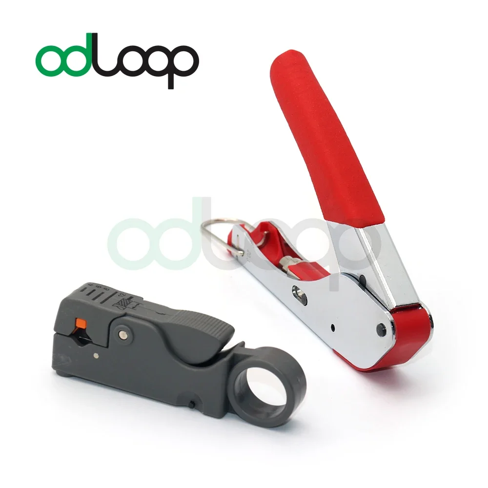 

ODLOOP RG6 RG59 F RCA Coaxial Cable Crimping Plier Crimper Bundle with Stripping Pliers Decrustation Wire Cable Tools