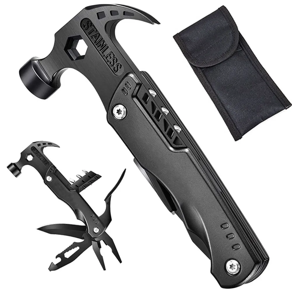 

Claw Hammer Hatchet with Knife Multitool Camping Accessories Survival Gear and Equipment Hammer Saw Screwdrivers Pliers