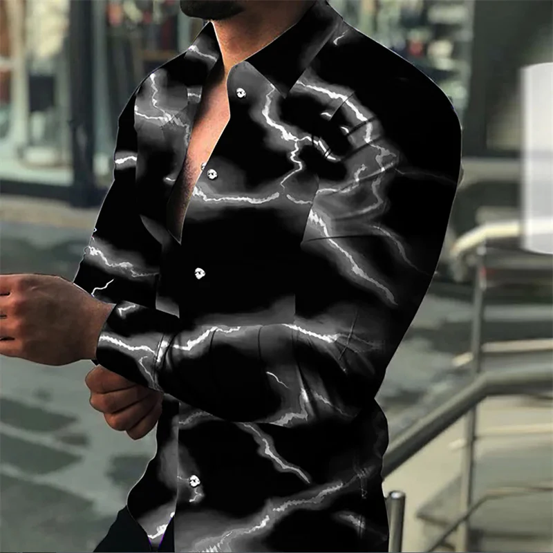 Chemise décontractée à revers imprimée en 3D pour hommes et femmes, chemise à manches longues, document nickel é, mode estivale