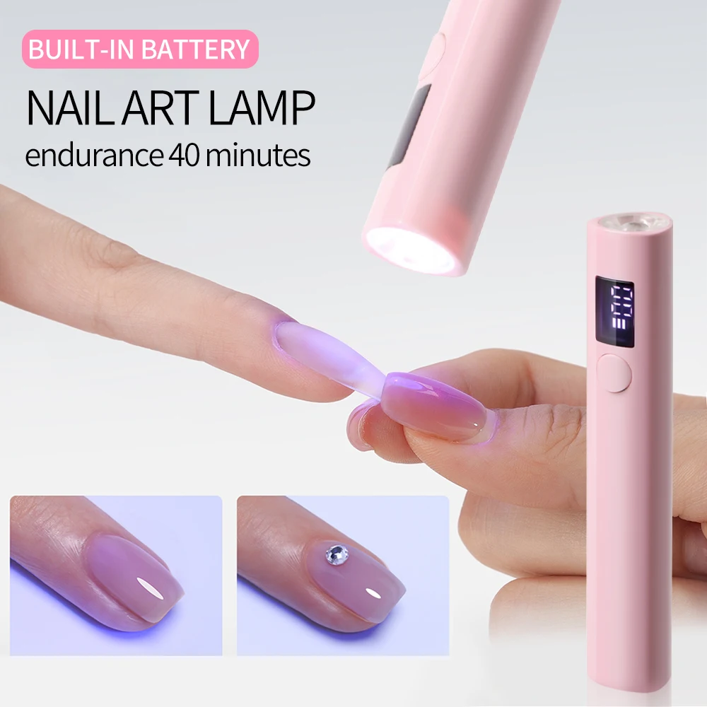 Portable Mini Nail Dryer Lamp UV LED Nail Light For Curing All Nail Gel USB Rechargeable Nail Art Tool Home Travel Use