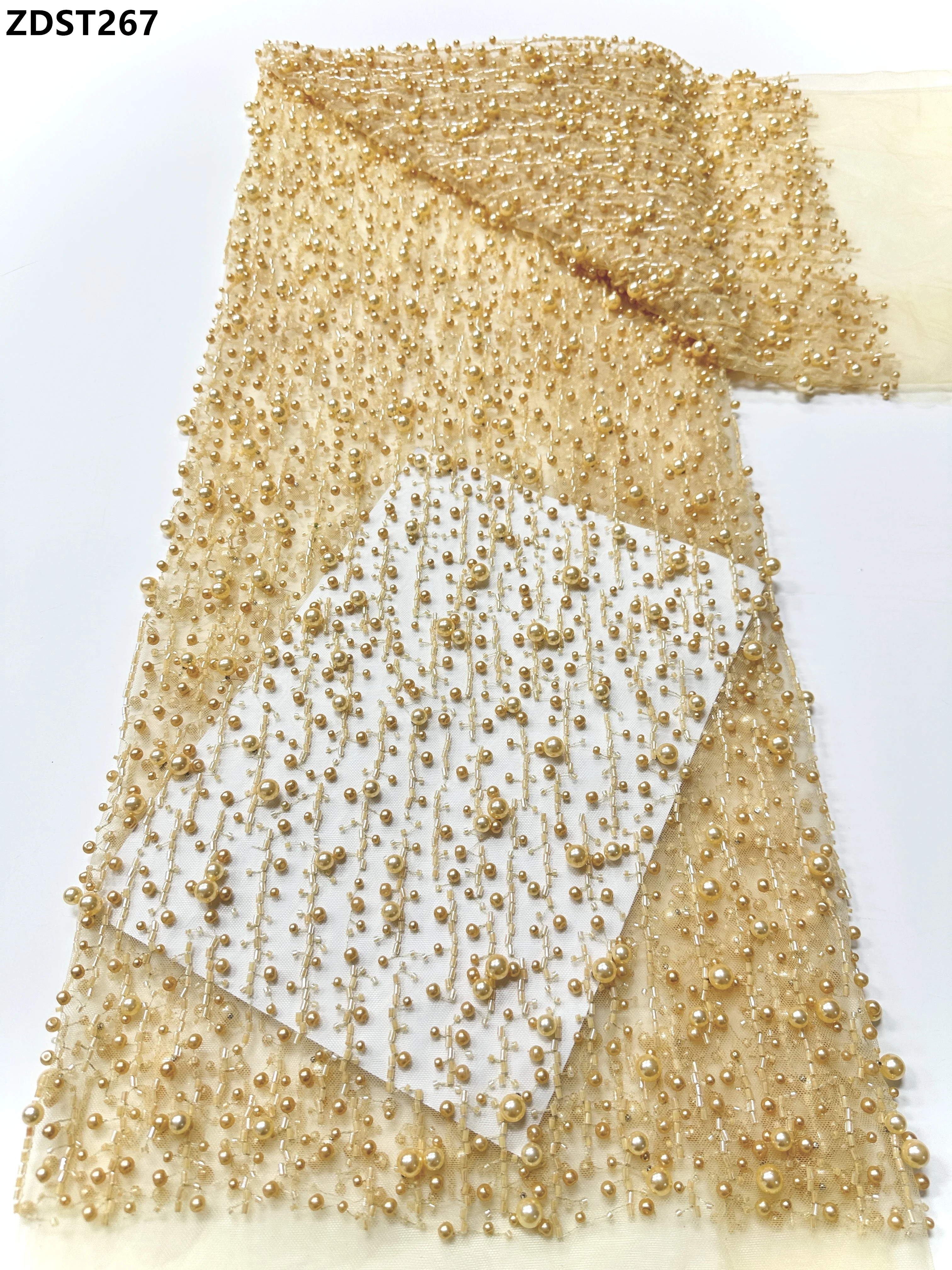 

Luxury High Quality Bridal Wedding African French Net Lace Fabric Beaded Embroidery Nigerian Style for Dresses Sequins Tulle