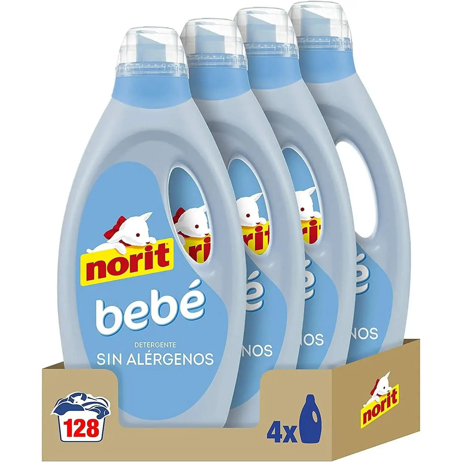 NORIT Bebé - Detergente Líquido para Ropa de Bebé Pack de 4 Unidades de 1,125 L 【ROUA】