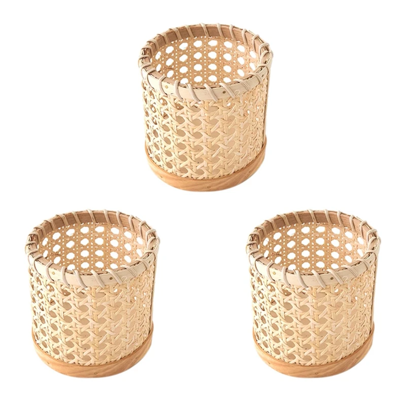 

3X Rattan Chopsticks Storage Handmade Spoon Organizer Holder Pen Pencils Organization Vase Support Home Kitchen Decor