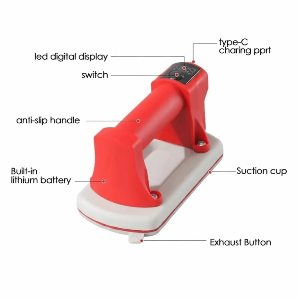 Powerful Air Pump Holder Electric Suction Cup Digital Display Intelligent Vacuum Grabber for Tile 4000 mAh Battery High-Power