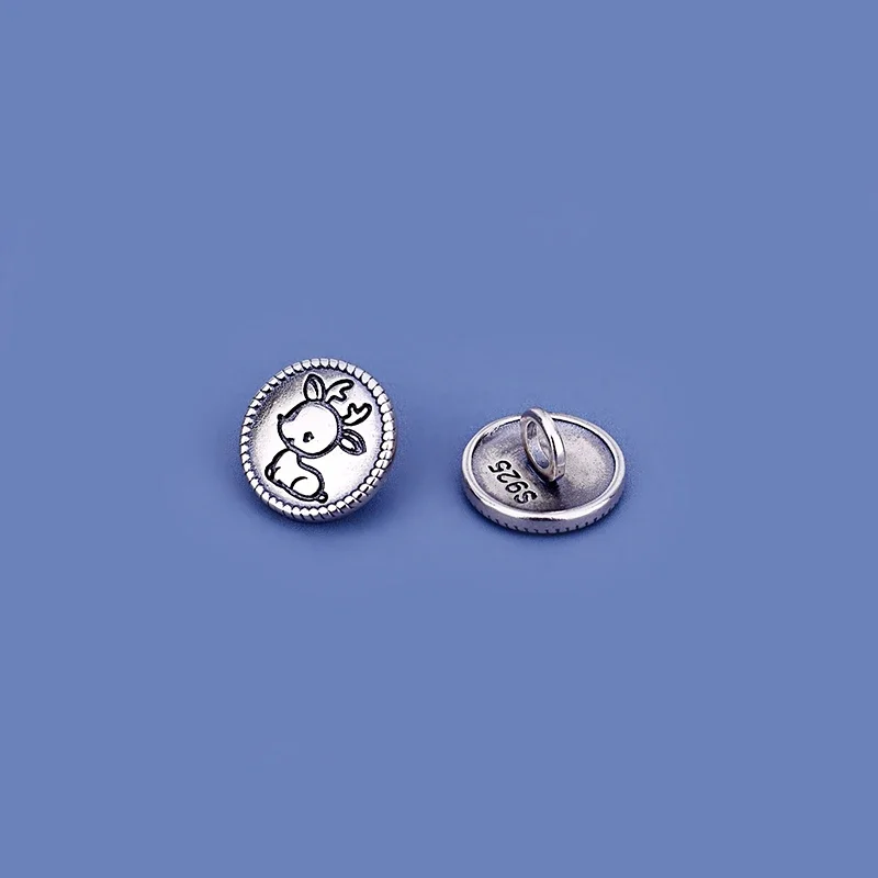 925 Sterling Silver Jewelry DIY Accessories Material Elk Button Deer Button Red Rope Buckle Jewelry Accessories Clasps Hooks