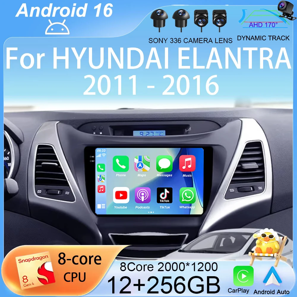 

Android 16 Carplay Car Radio For HYUNDAI ELANTRA 2011 2012 2013 2014 2015 2016 Multimedia Stereo Video Player Navigation GPS DSP