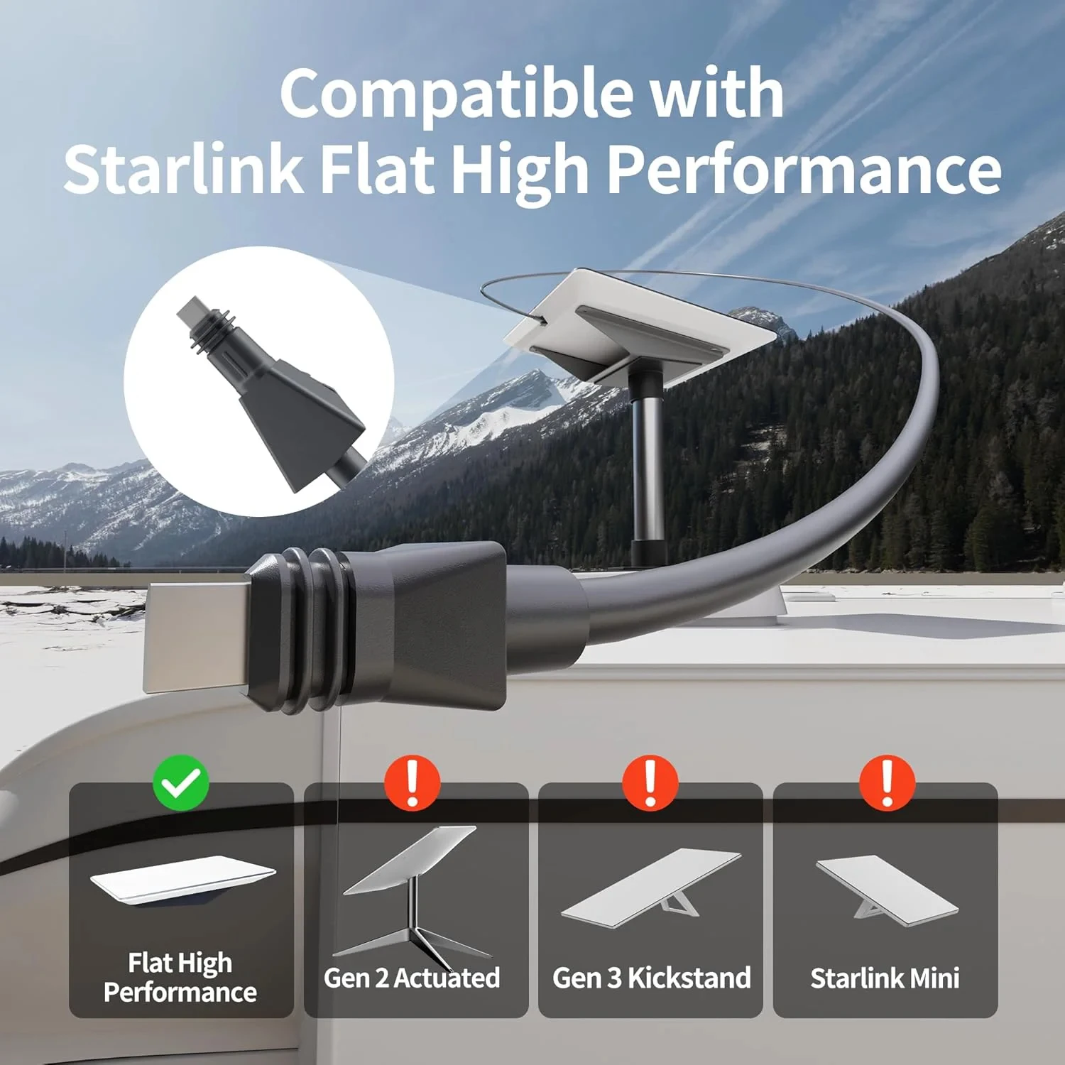 Wire Starlink Satellite Internet Extension Replacement Cable for Starlink Standard Flat High Performance