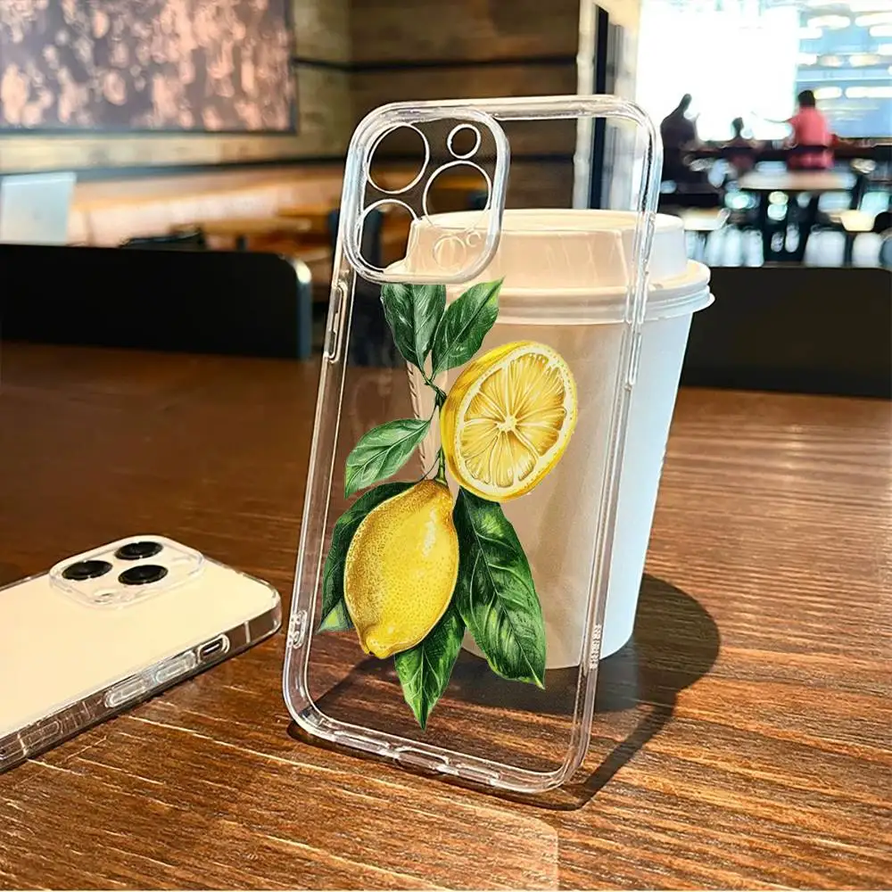 Custodia per telefono Summer Fruit Fresh Lemon per iPhone17,16,15,14,13,12,11 Plus, Cover morbida e trasparente Pro Max
