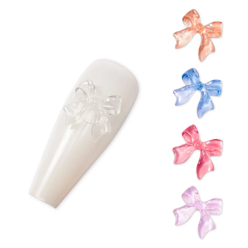 

100Pcs/Bag 3D Bowknot Rhinestones Nail Art Decorations Fairy Ice Ribbon Bow Nail Charms UV Discoloration Rhinestones Manicure #H