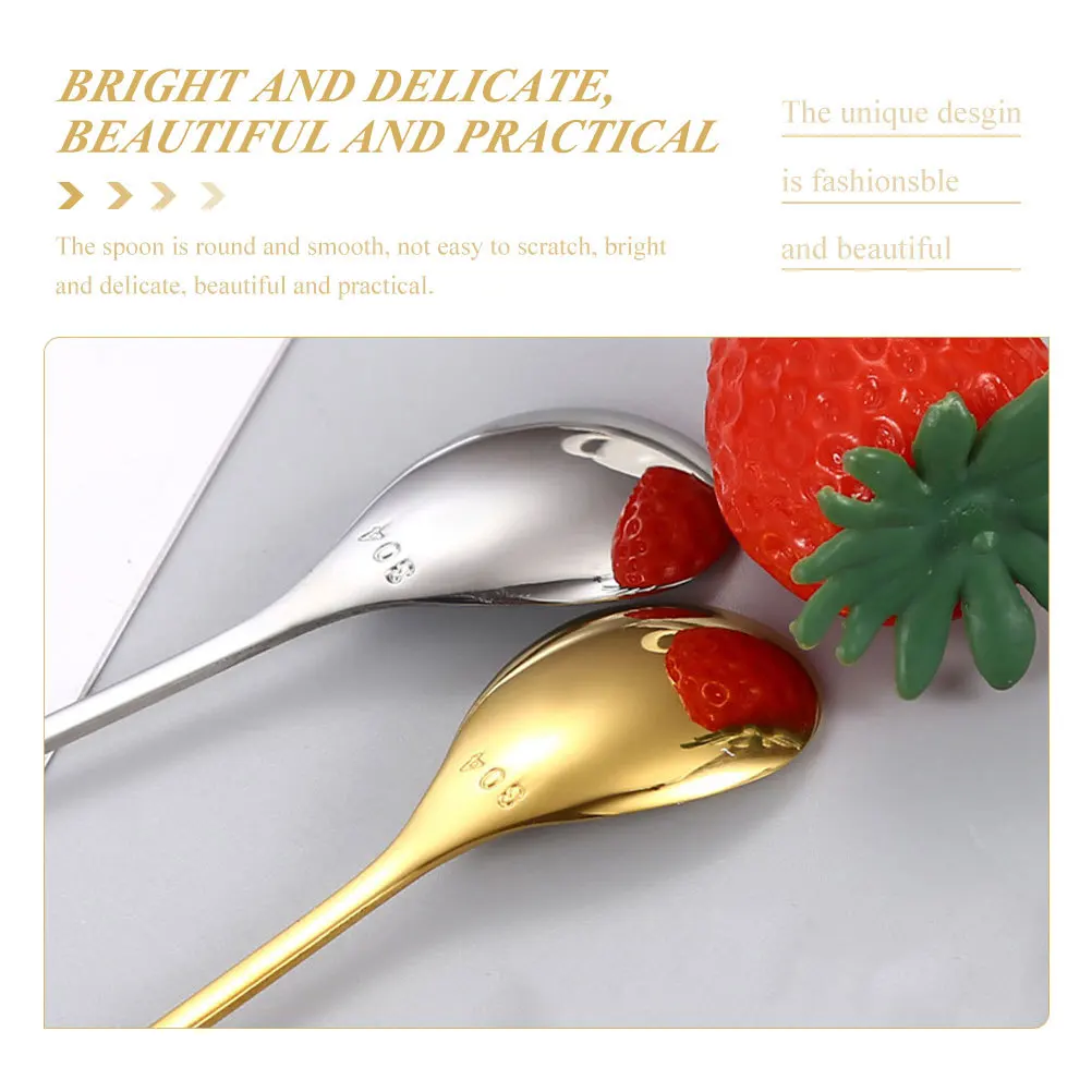 

4pcs Coffee Spoons Long Handle Stainless Steel Golden Spoon For Mixing Coffee Tea Yogurt Elk Design Teaspoons