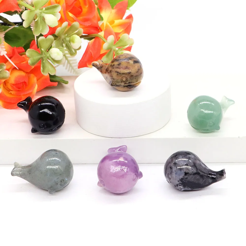 

1.2" Whale Statue Natural Crystal Quartz Jade Labradorite Healing Hand Carved Gemstones For Room Decor Ornaments Wholesale Gift