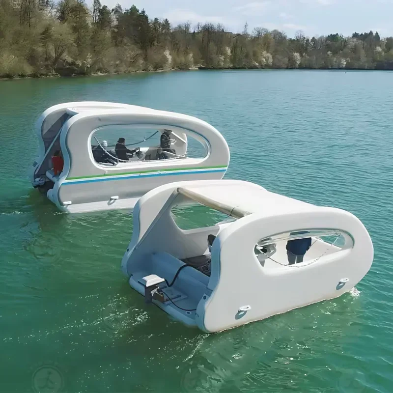 

WJ1Hot Sale Floating Inflatable Electric Boat Solar Sustainable Inflatable House Boat With Motor For Water Play